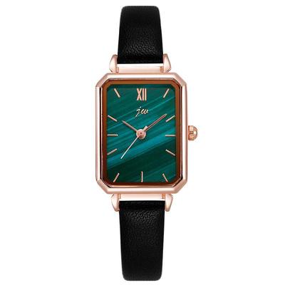 JW Mode-influencer Malachiet Textuur Leerband Quartz Horloge met Groot Wijzerplaat