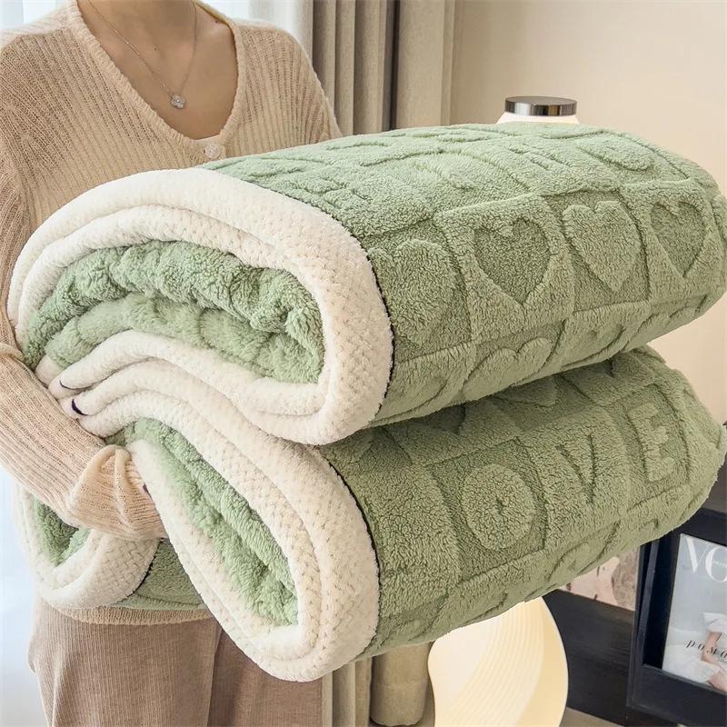 

Love Coral Fleece Throw Пледы для кроватей Зимние 3D Сердце Плед Легкое одеяло Супер Мягкие однотонные клетчатые чехлы для диванов Одеяла 70x100cm 1pcs