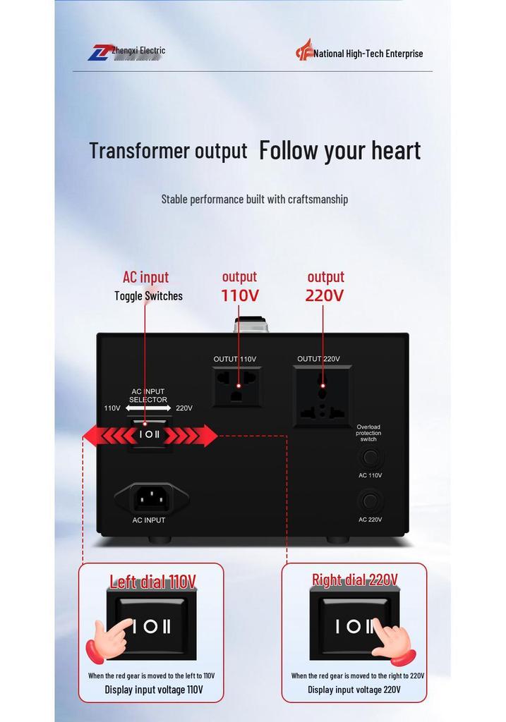 Zhengxi 110-220V Step-up/Step-down Voltage Converter