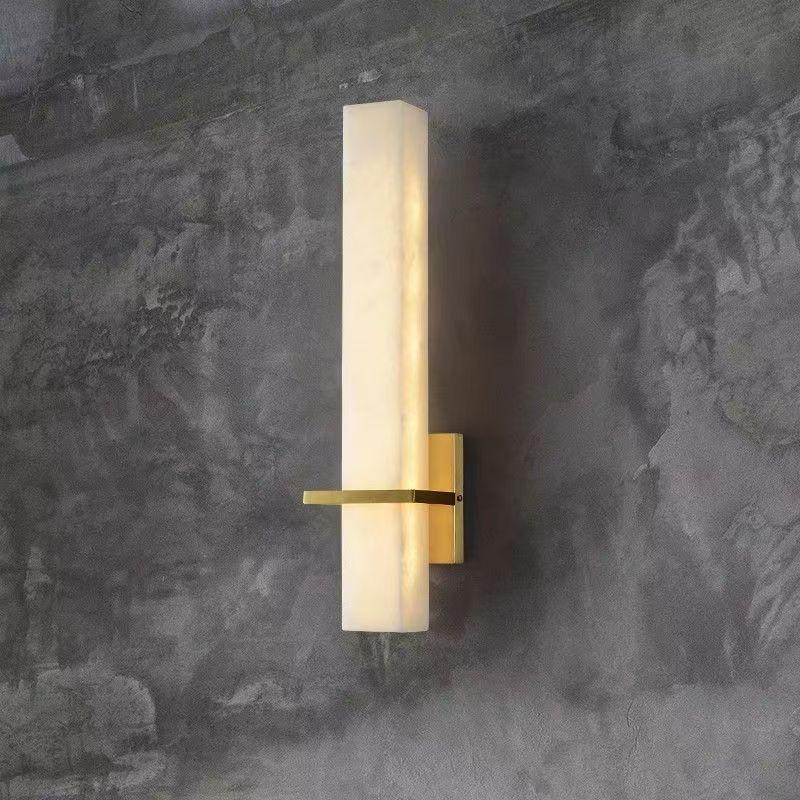 Modern Minimalist Marble and Copper Wall Lamp for Living Room, Study, and Bedroom