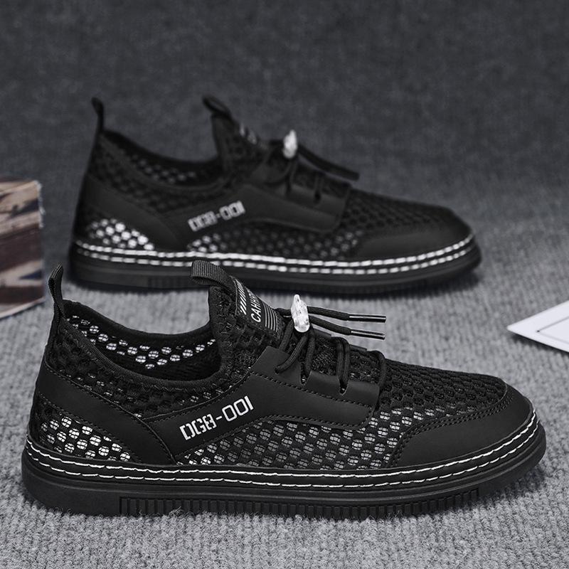 

Mesh large mesh breathable comfortable sports low-top men s shoes summer new flat daily work casual board shoes 44 чёрный