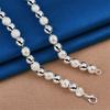 925 Sterling Silver Delicate Frosted Beaded Necklace for Women, Fashionable Party Gift, Wedding Jewelry