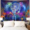 1pc Astronaut UV Reaction Tapestry, Spacecraft Jellyfish Mushroom Fantasy Tapestry