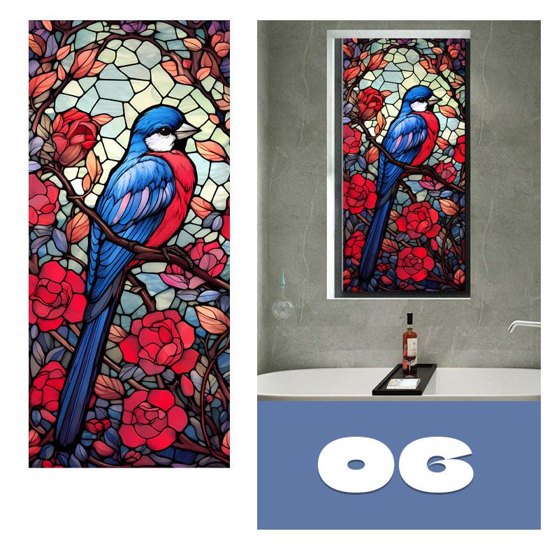 European Style Colorful Stained Glass Film Modern Art Geometry Pattern Privacy Window Stickers Static Cling Home Decor