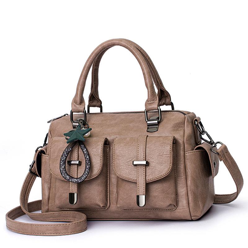 New Solid Color Tassel Women Bag,Large Capacity Soft Leather Shoulder Crossbody Bag