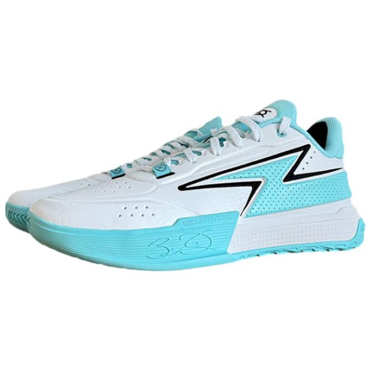 New LiNing Anti Slip And Wear Resistant Lightweight Low Top Basketball Shoes Men's White Blue ABPU039-4