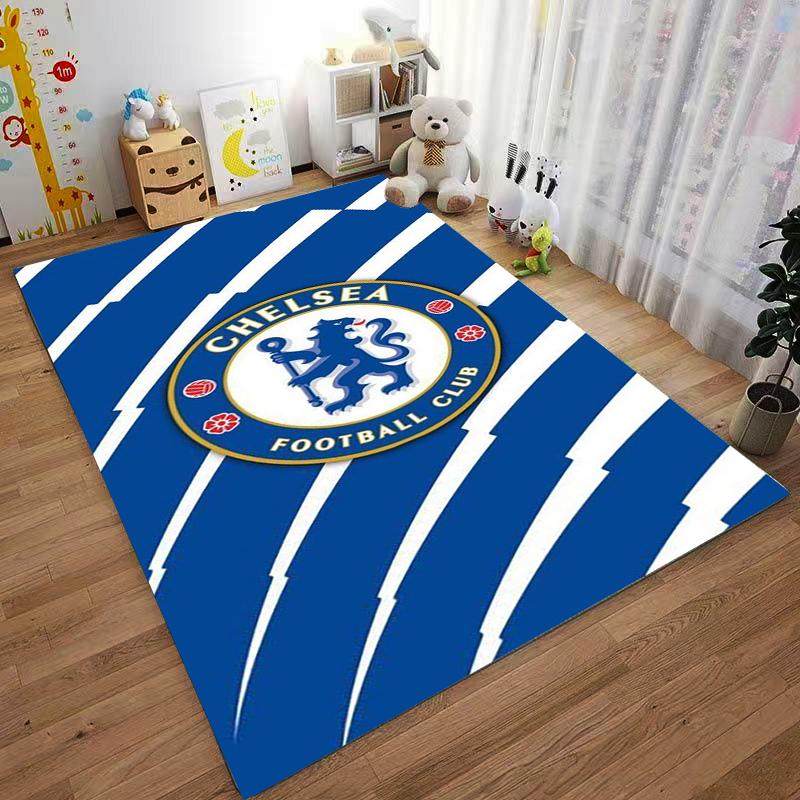 "Blauer Fußballclub Logo Teppich mit weißen Streifen für Heimdekoration" Geeignet für den Einsatz als Anti-Rutsch-Matte für Wohnzimmer, Schlafzimmer, Sofas