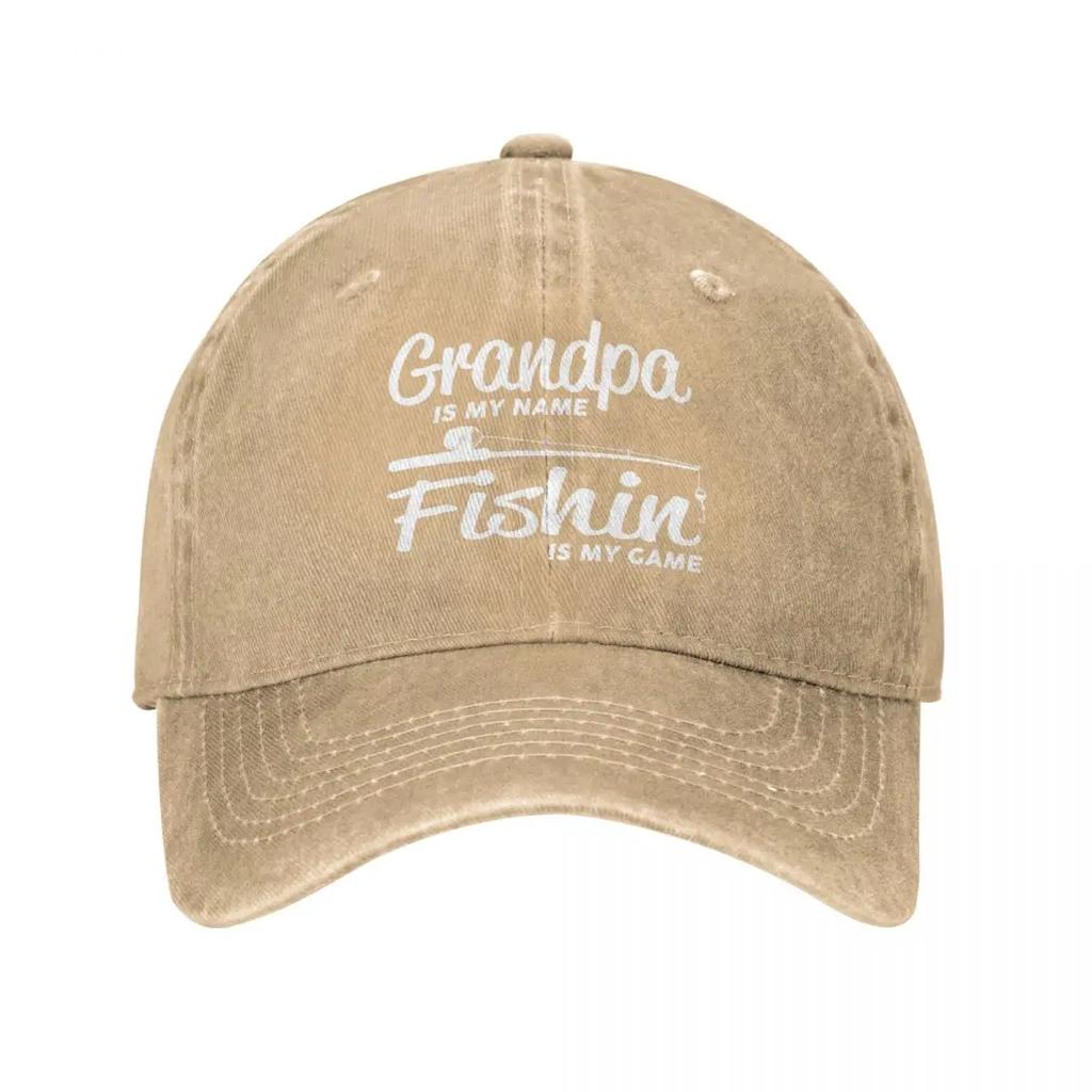 Vintage Fishing Grandpa Baseball Cap Distressed Washed Snapback Cap Trout Bass Grandfather Grandpa Fishermen Cap