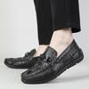Men's Casual Embossed Leather Moccasins - Genuine Soft Slip-On Shoes