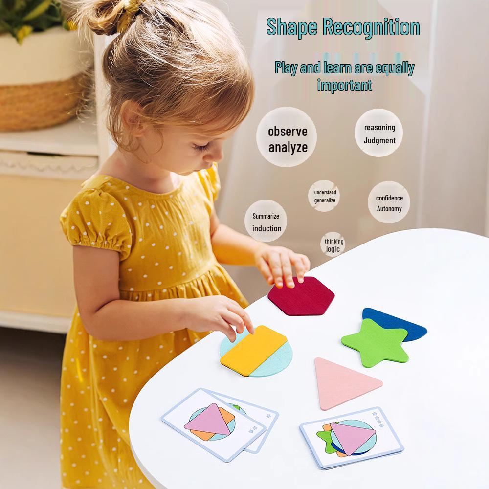 Wooden Geometric Stacking Shapes: Educational Color and Shape Recognition Toy for Kids
