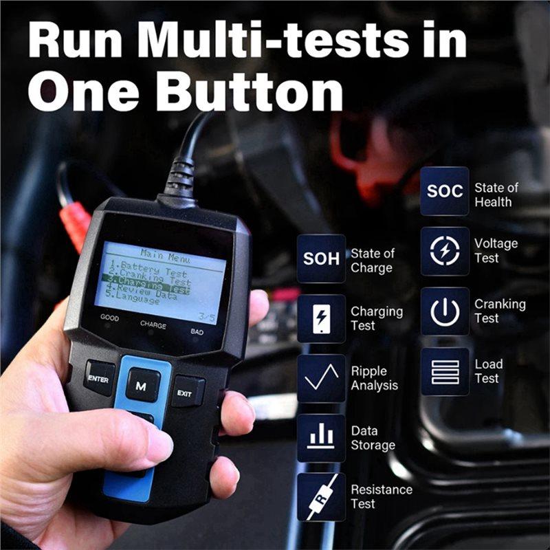 A84E-Car Battery Analyzer 12V Load Tester 100-2000 CCA Car Alternator Tester Charging Cranking System Tester