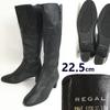 Leather Long Boots Size 22.5 Women’s Black Side Zip 5cm Heel Boots(USED)