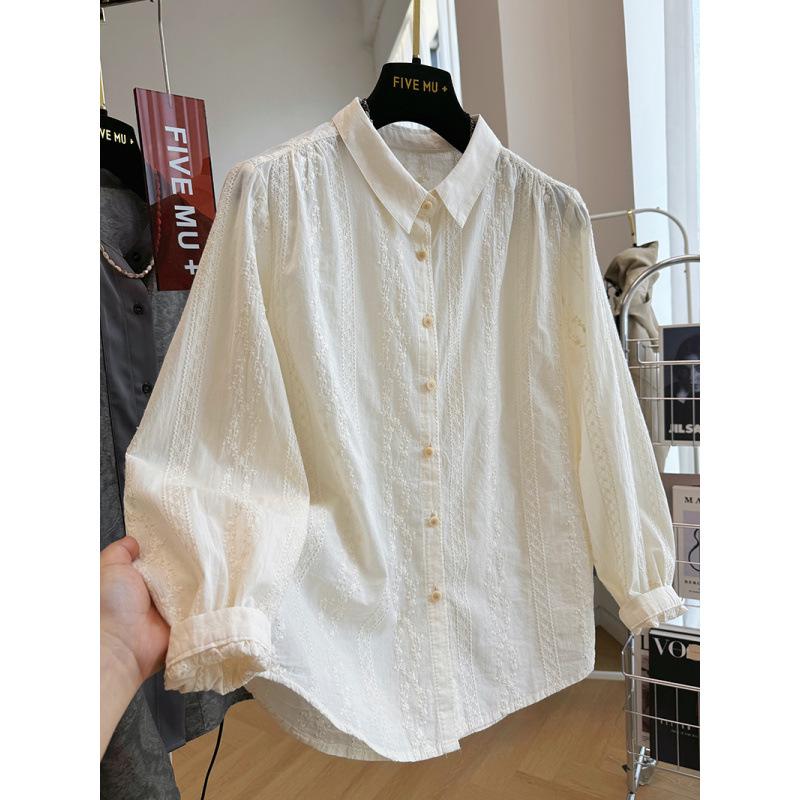 Women s Korean Style Embroidered Long Sleeve Shirt - Early Spring Fashion XL