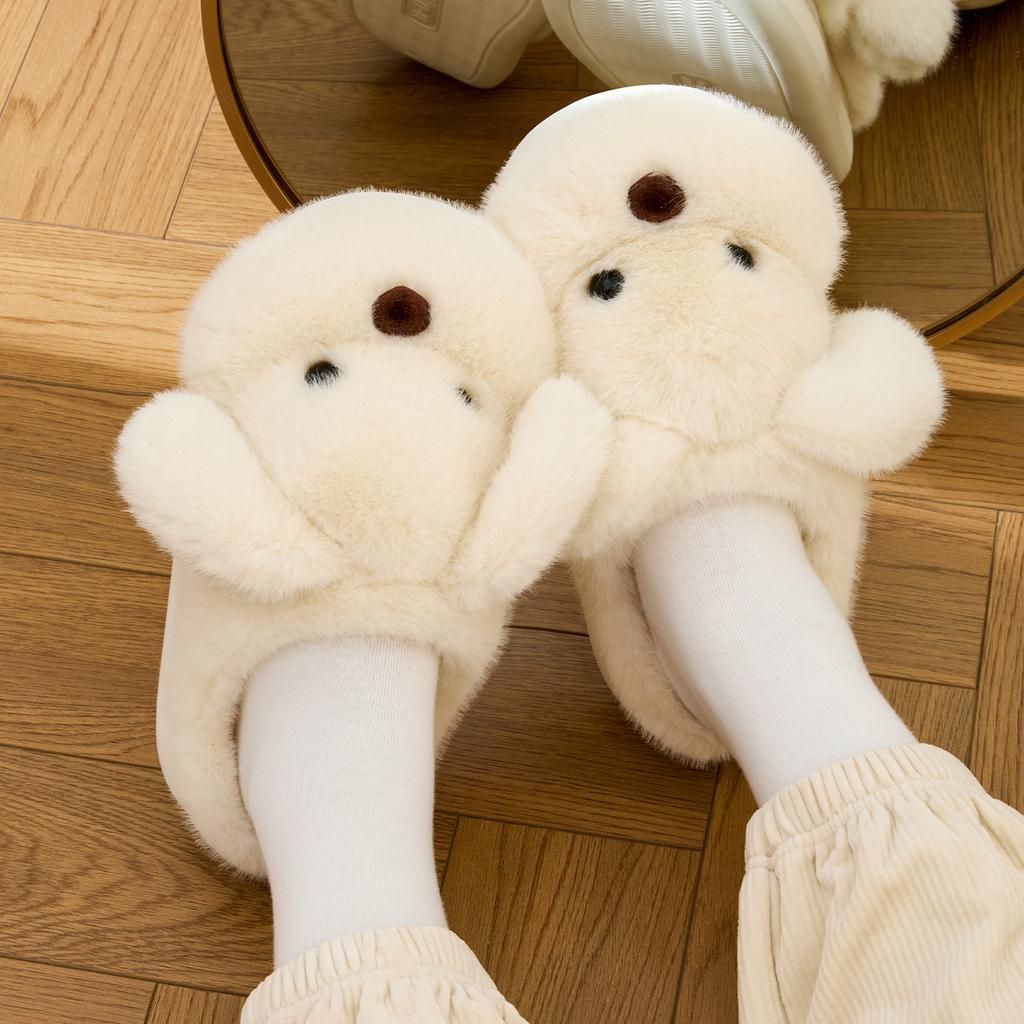 Cute Women Home Slippers Plush Warm Thick Bottom Slides Breathable Soft Non-slip Slippers