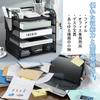 Desktop Storage Rack with File 5 Pen Letter Document Item Supplies Organization JINS&VICO Drawers, Box, Tiers, Holder, Tray, Shelf, Metal, Mesh, Pen,