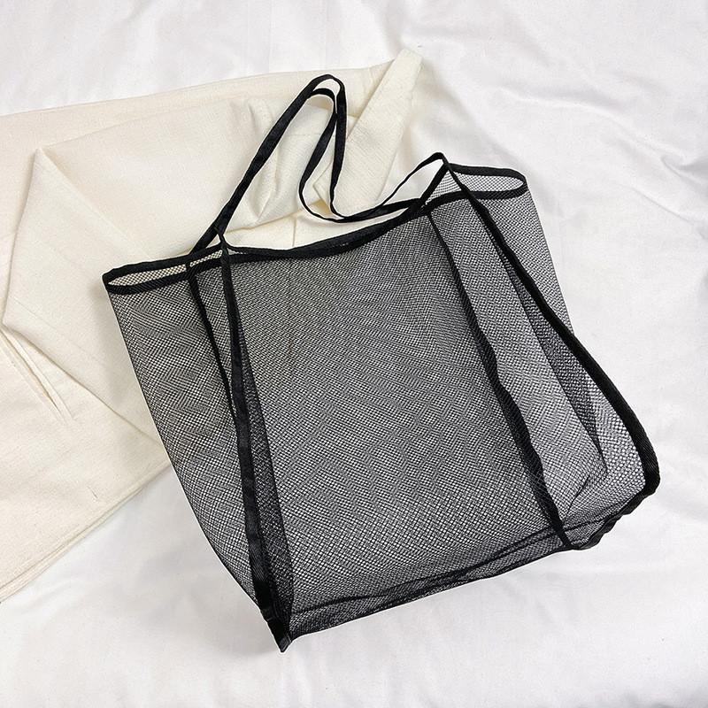 Versatile Colorful Mesh Tote Bag With Large Capacity Perfect For Casual Outings And Beach Trips