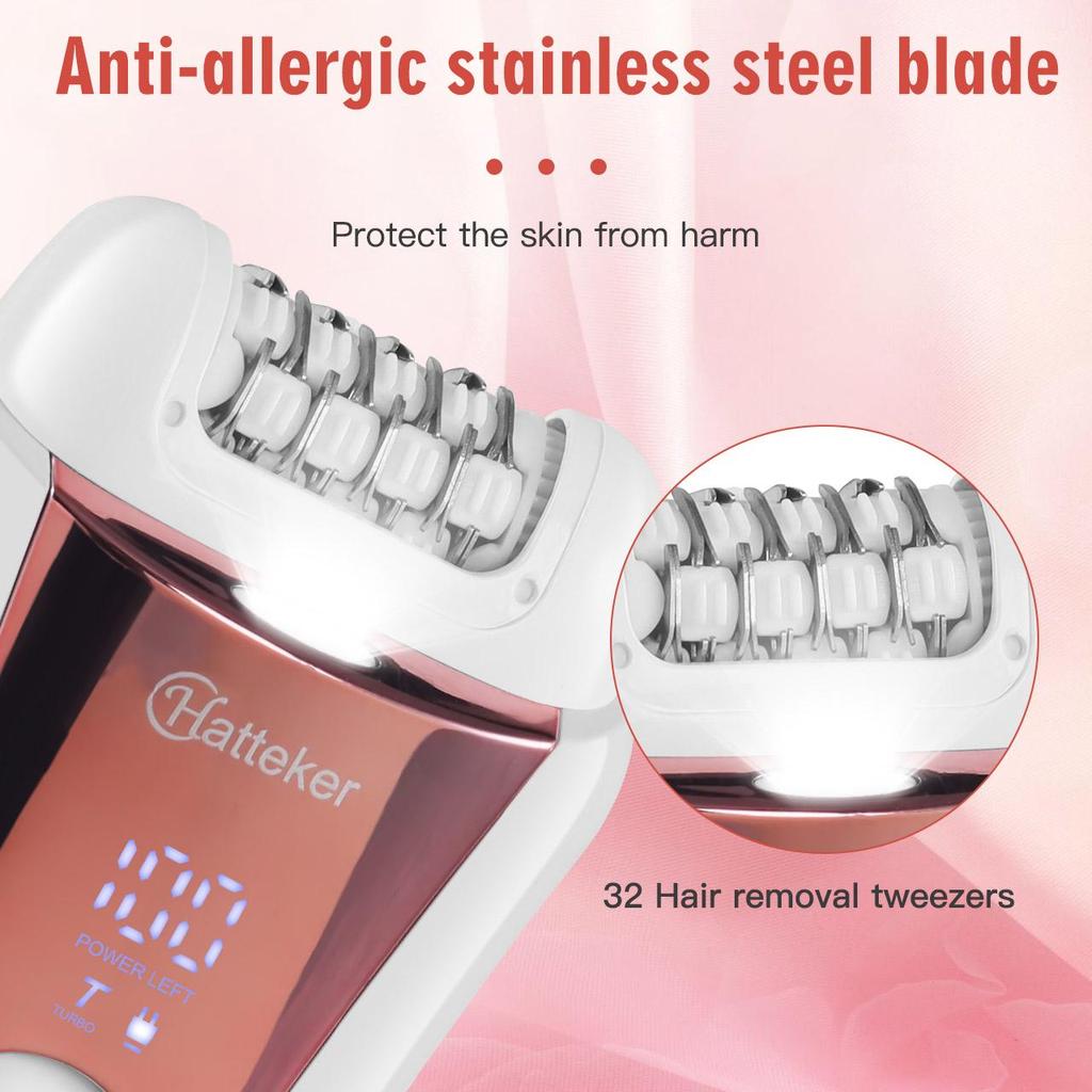 HATTEKER Epilator Hair Removal DeviceElectric Epilator for Women Arm Leg Armpit Bikini Shaver Trimmer Hair Removal