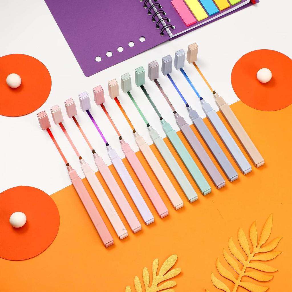 12 Pcs Aesthetic Cute Highlighters Pastel with Chisel Tip Pastel Markers Cute Highlighters Pens Multicolor Kawaii Stationary