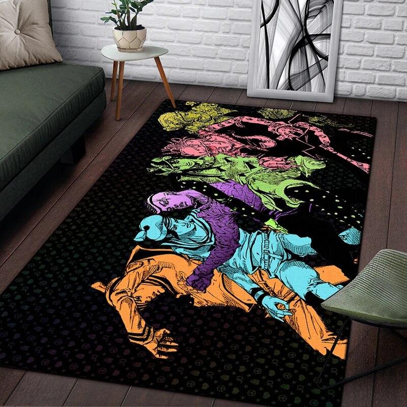 Jojo Anime Beautiful Painting Carpet for Living Room Large Area Rug Black Soft Carpet Home Decoration Mats Boho Rugs Picnic