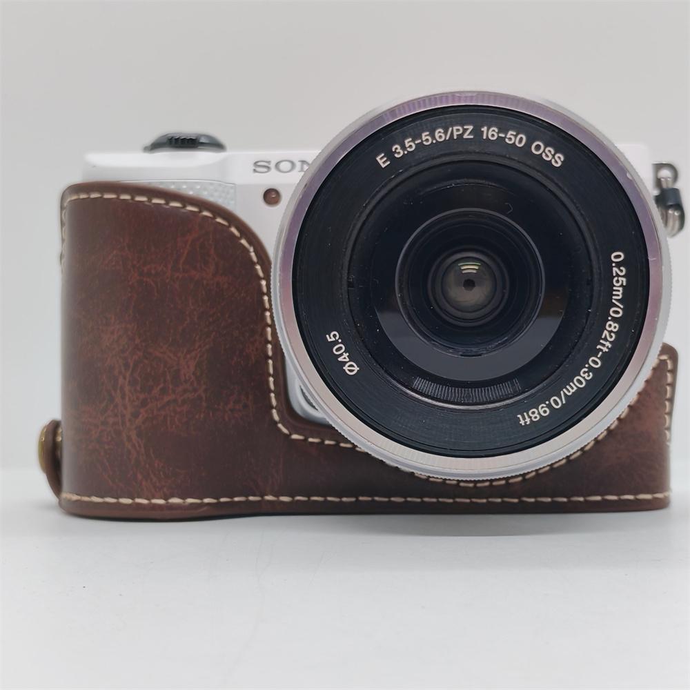 PU Leather Camera Half Case for Sony A5000 A5100 Battery Opening Bottom Cover