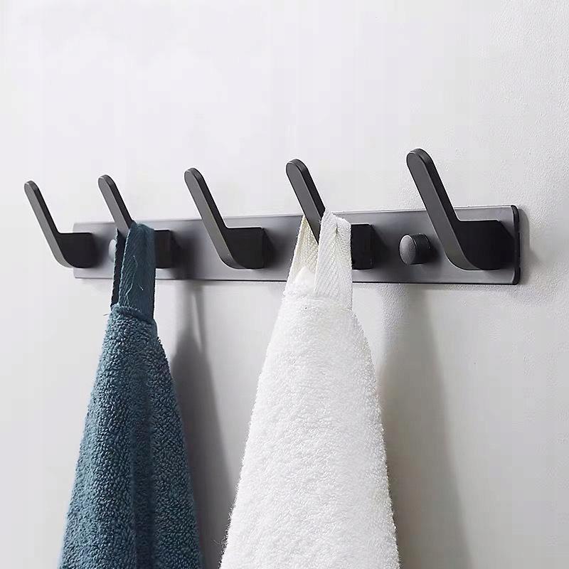 Colgador Metálico de Pared para Baño para Ropa y Toallas, Negro
