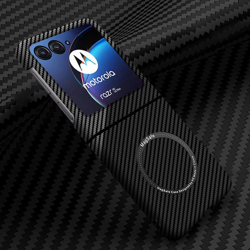 For Moto Razr50Ultra Kevlar Carbon Fiber Pattern Magnet Phone Case Moto Razr40 Case