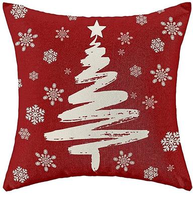Christmas Pillowcase, Red Pillow Cover Farmhouse Snowflake Christmas Linen Pillowcase Suitable For Sofa Home Decoration