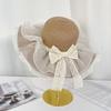 Straw Beach Hat Bow Ribbons Straw Cap New Sun Hat  for Women
