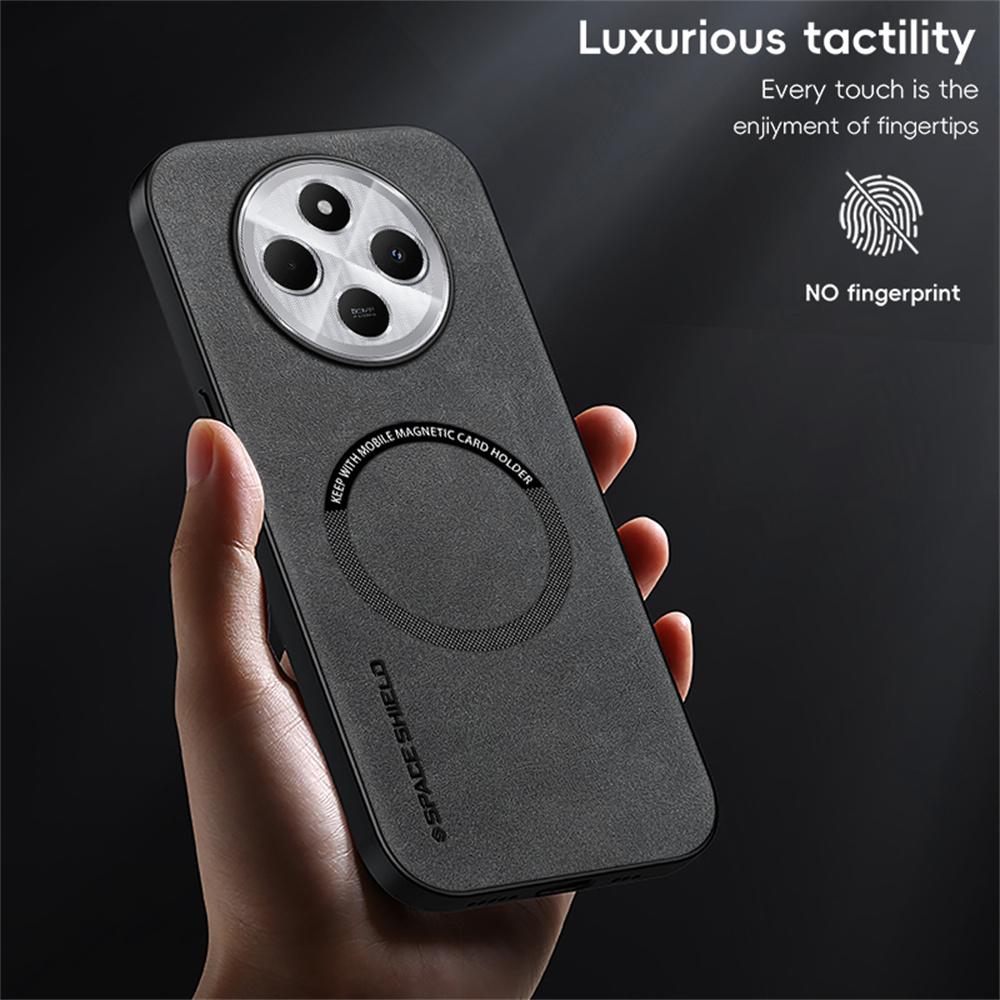 WANLONFENG YBP Series Magnetic Case with Tempered Glass Film For Xiaomi Redmi 14C 4G/14R 5G/Poco C75 4G PU+TPU Phone Cover Large Cutout