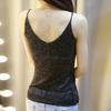 Top Estivi da Donna a Bretelle Scollo a V Senza Maniche Vestibilità Ampia Pullover Top Seta Lucida Brillante Tinta Unita Parte Inferiore Streetwear
