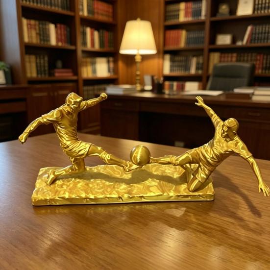 Soccer Player Statue, 3D Printed 2 Men Playing Soccer Figurine, Sports Table Sculpture for Home, Office Decor, Gifts for Sports Lovers, Men