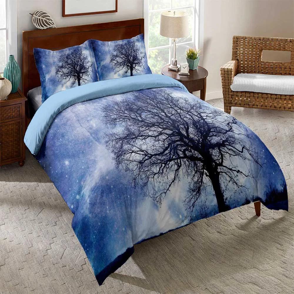 Comforter Galaxy Starry Sky Wolf Outer Space Planets Star Cluster Solar System Moon Comets Cosmos Illustration Bedding