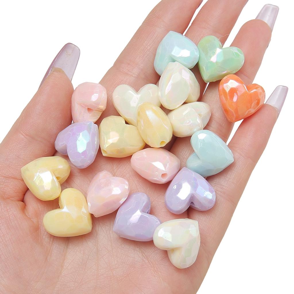 [19X17mm] Color-Plated Peach Heart Beads  Cream Heart-Shaped Beads DIY Handmade Jewelry Accessories