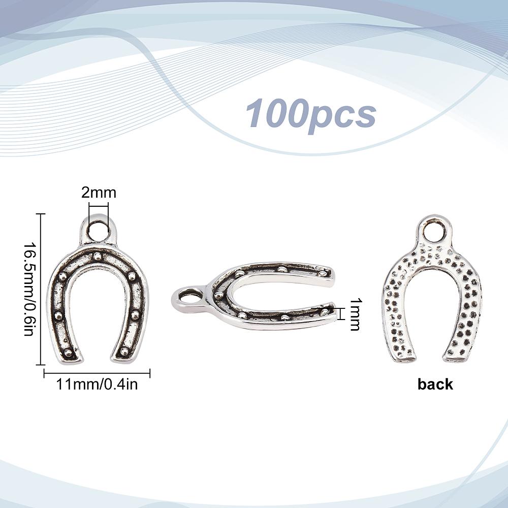 Tibetan Style Alloy Pendant Enamel Settings, Horse Shoes, Antique Silver, 16.5x11x1mm, Hole: 2mm, 100pcs/box