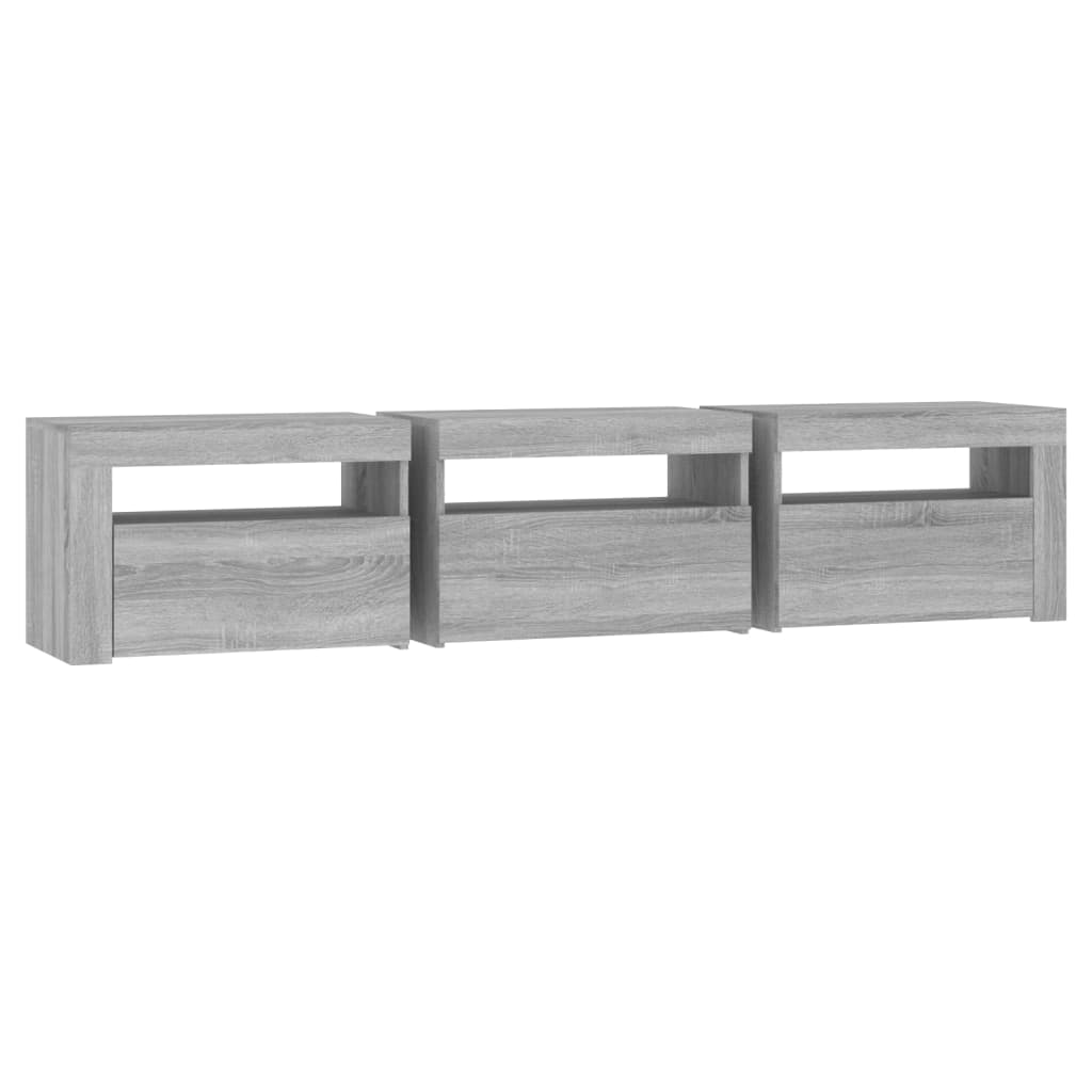 Vidaxl TV Cabinet with LED Lighting, Sonoma Grey, 180X35X40 Cm