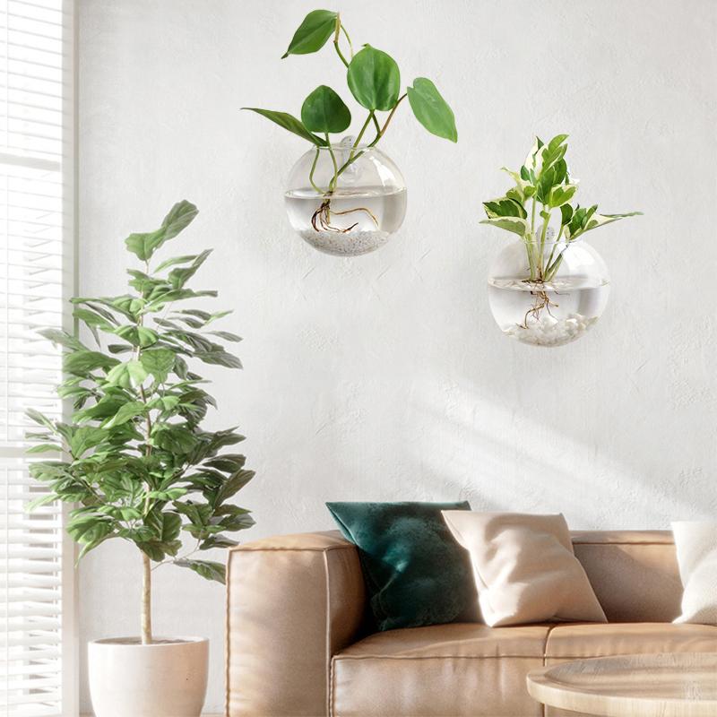 TOPBATHY Vaso Da Parete In Vetro E Ferro – Design Creativo Con Foglie Di Ginkgo – Decorazione Idroponica Per Soggiorno E Ufficio
