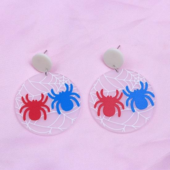 

Yousheng 1 пара креативных двойных круглых висячих серег с узором паука, винтажные акриловые преувеличенные серьги-гвоздики на Хэллоуин, ювелирные аксессуары, подарок
