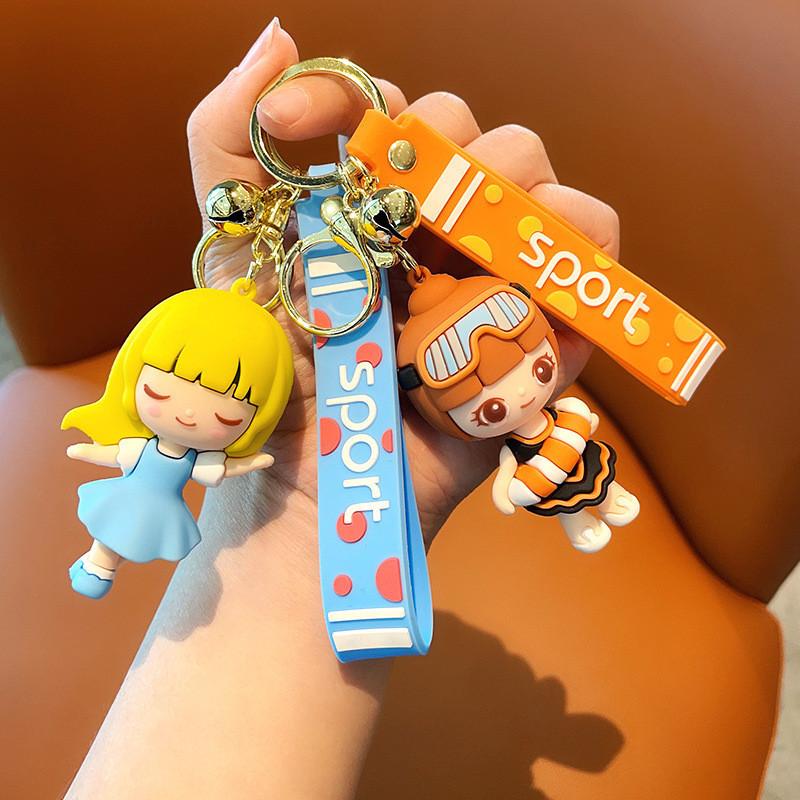 Sweet Sporty Girl Keychain Pvc Anime Figurine Stylish Bag Charm Car Key Ring For Parties And Gifts