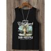 Stylish Vacation Hawaiian Vest Gradient Coconut Print Casual Yacht Party Vest Plus Size Mens Resort Breathable T-Shirt Top
