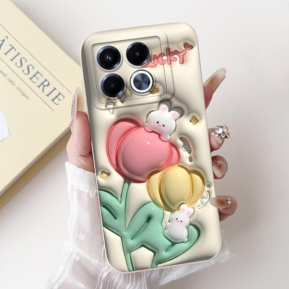 For Infinix Note 40 5G Case Cartoon Rabbit Flower Anti Slip Bumper Soft Silicone Cover For Infinix Note40 X6852 X6851 Phone Case
