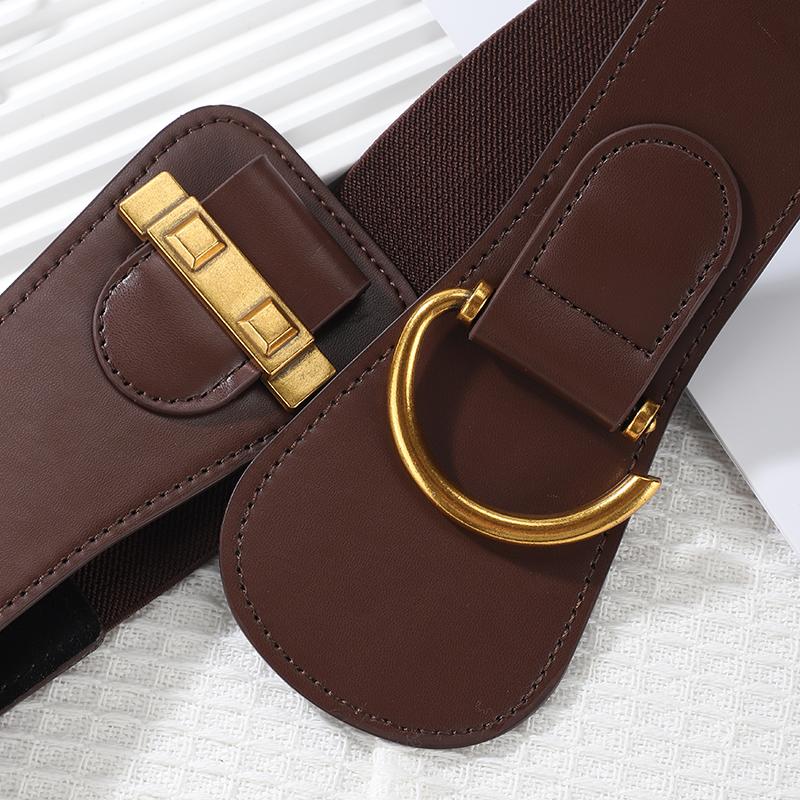 Waist wrap women decorative coat suit with elastic elastic belt free punch fashion retro niche personality belt