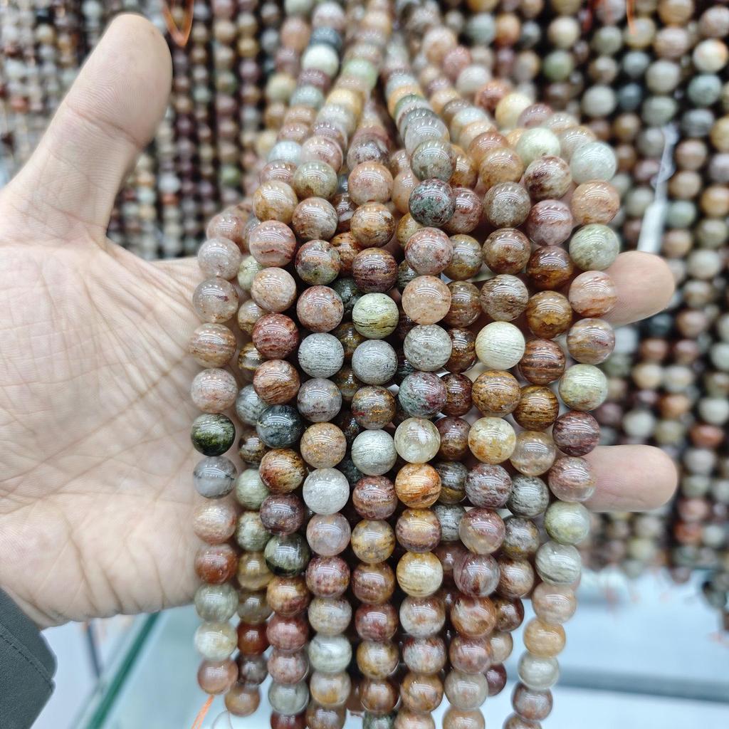 7A Natural Crystal Thousand-Layer Phantom Round Beads for DIY Jewelry and Accessories