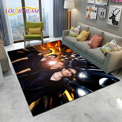 Tappeto Area Stampa 3D U2 Rock Bang Bono, Tappeto per Soggiorno Camera da Letto Bambini Divano Zerbino Decorazione, Tappetino Antiscivolo per Bambini