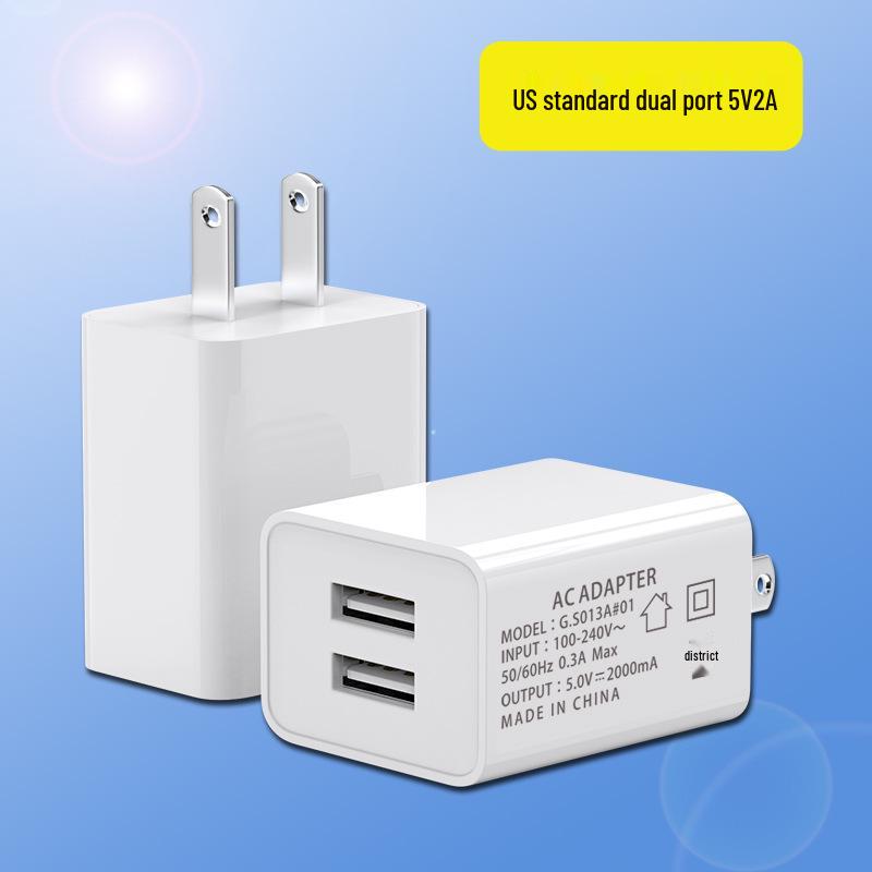 FCC Certified Dual-Port 5V 2A Charger for Mobile Phones and Small Appliances