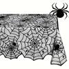 Halloween Lace Table Runner Black Spider Web Tablecloth Fireplace Cover Mantel Halloween Decoration  Home Party Cloth Cover