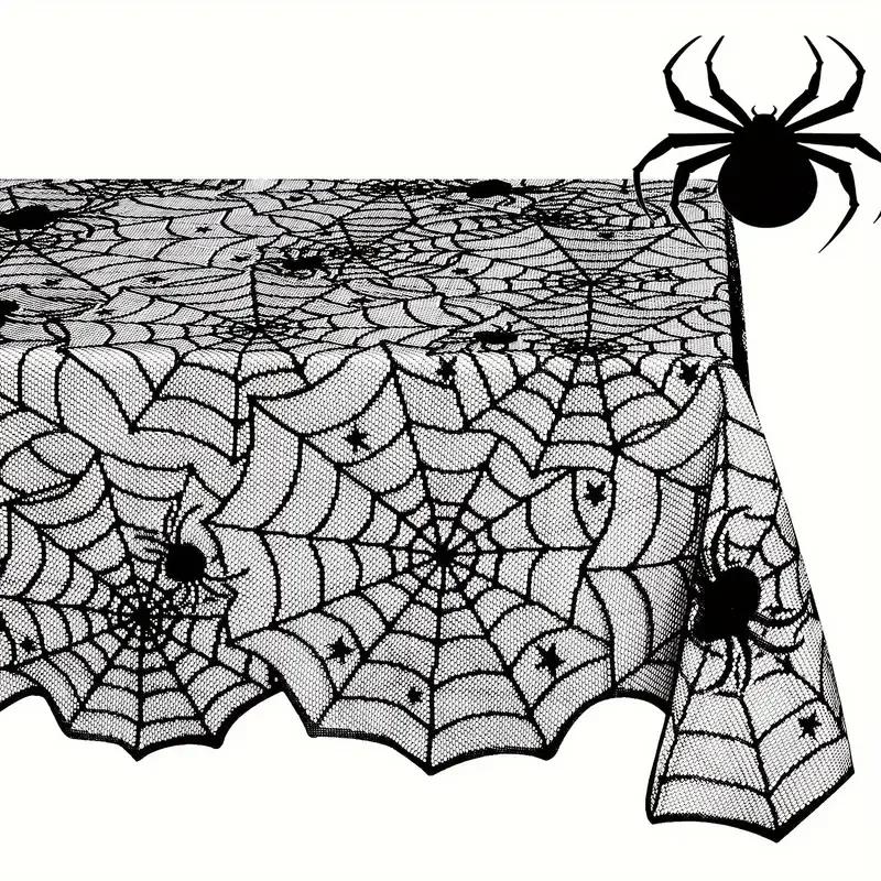 Halloween Lace Table Runner Black Spider Web Tablecloth Fireplace Cover Mantel Halloween Decoration  Home Party Cloth Cover