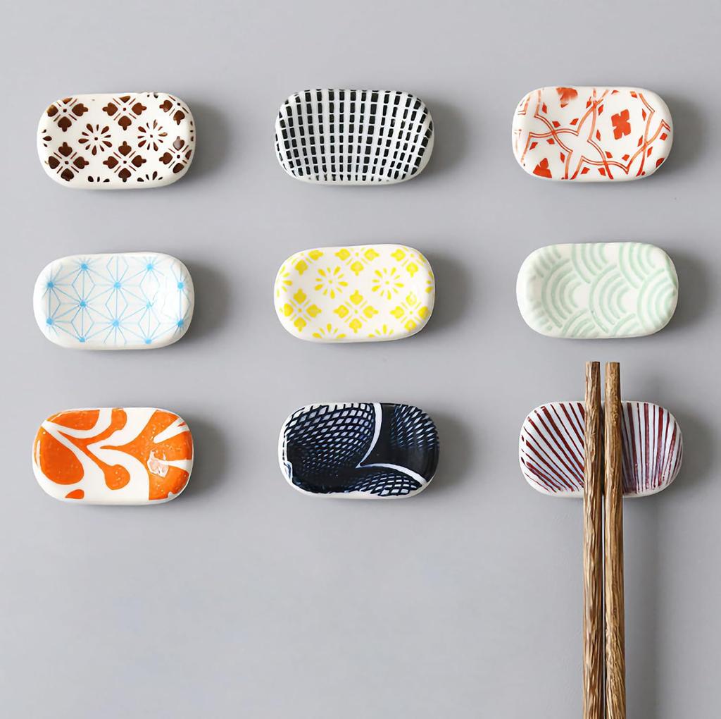 Chopstick rest broad bean pillow holder Japanese style traditional pattern ceramic tableware cutlery spoon stylish simple design (set 9)