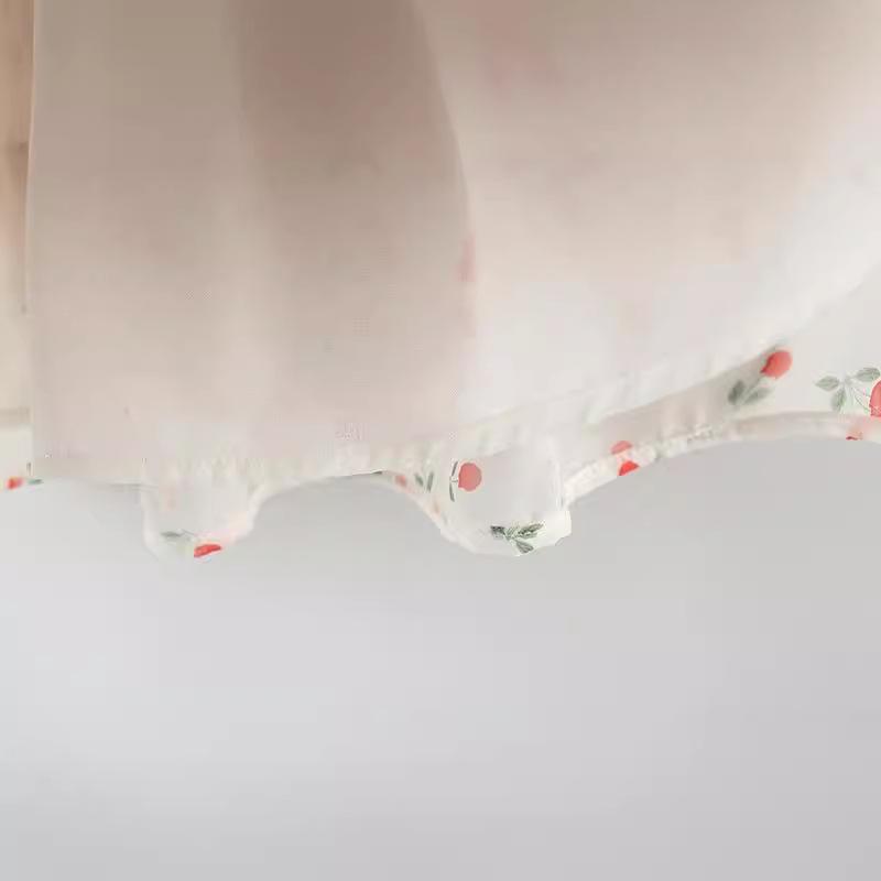 Flickklänning Sommar Barn Körsbär Prinsessklänning Babyflicka Chiffong Söt Kortärmad Klänning