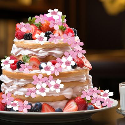 Yousheng Edible Paper Flower Cake Decorations Cherry Sakura Dessert Cake Toppers Weddings Birthday Party Cake Accessories