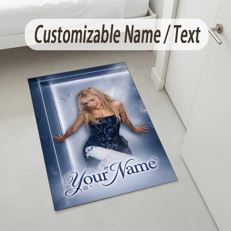 Personalized Crystal Velvet Carpet,Ayliva Custom Printed Name, Plush Area Rug For Home Indoor Decor